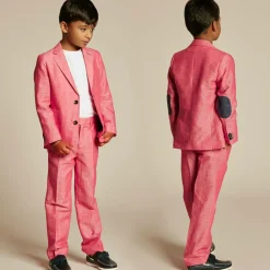 Romano Suits*Boys Red Linen Suit