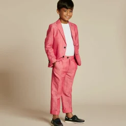 Romano Suits*Boys Red Linen Suit