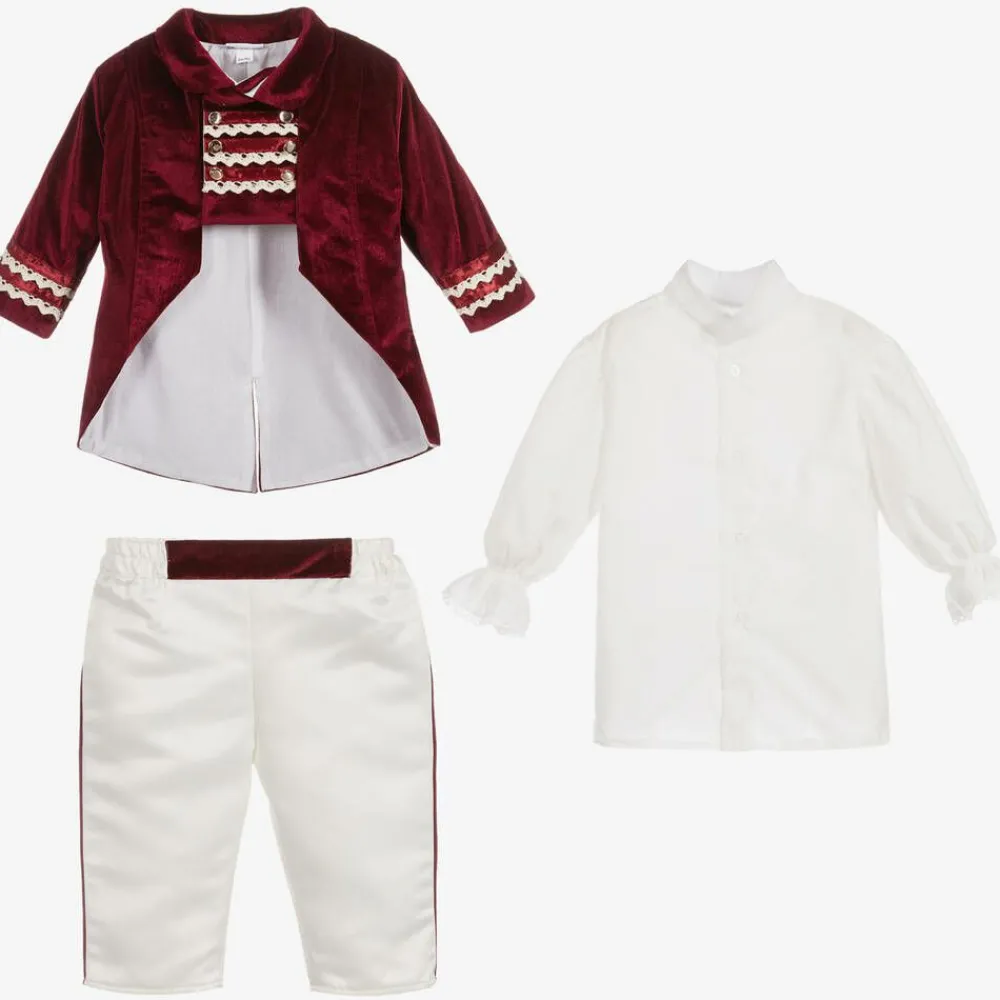 Andreeatex Suits|Suits*Boys Red Satin & Velvet Suit