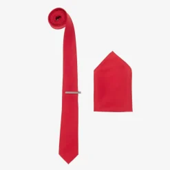 House of Cavani Clothing Accessories*Boys Red Satin Tie Set