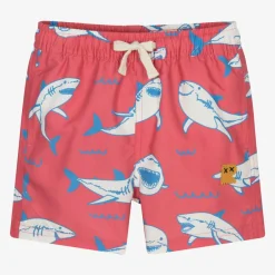 Rock Your Baby Swimwear*Boys Red Sharks Swim Shorts