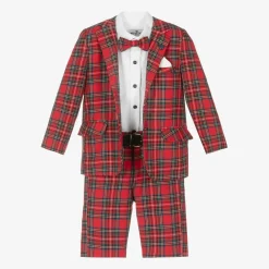 Beau KiD Suits|Suits*Boys Red Tartan Check Shorts Suit