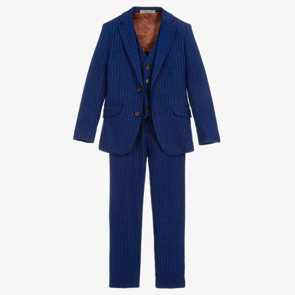 Romano Suits*Boys Royal Blue Pinstripe Suit