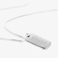 Little Star Jewellery*Boys Silver Personalised Tag Necklace (38cm)