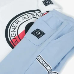 AIGNER Outfit Sets*Boys White & Blue Cotton Shorts Set