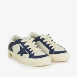Golden Goose Trainers|Trainers*Boys White & Blue Leather May Trainers