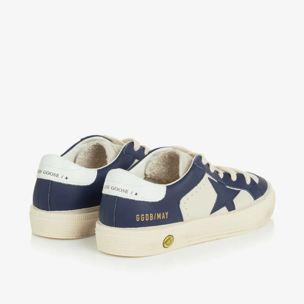 Golden Goose Trainers|Trainers*Boys White & Blue Leather May Trainers