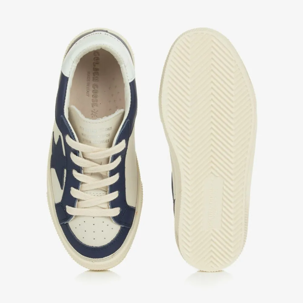 Golden Goose Trainers|Trainers*Boys White & Blue Leather May Trainers