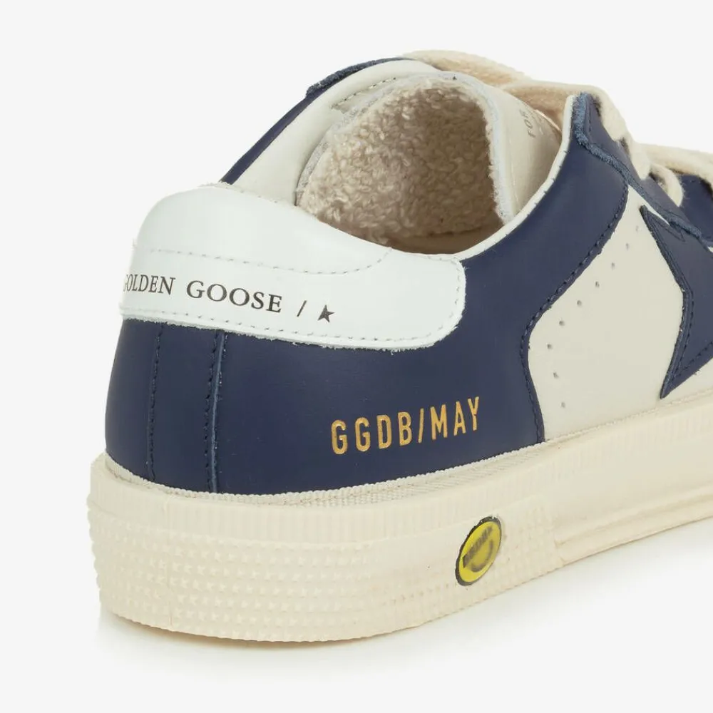Golden Goose Trainers|Trainers*Boys White & Blue Leather May Trainers