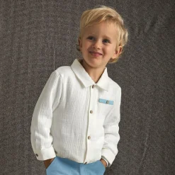 Babidu Outfit Sets*Boys White & Blue Trouser Set