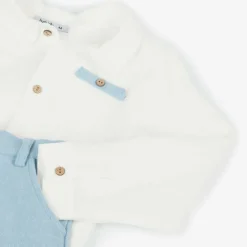 Babidu Outfit Sets*Boys White & Blue Trouser Set