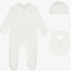 Dolce amp; Gabbana Gifts|Babysuits*Boys White & Gold Cotton Babysuit Gift Set