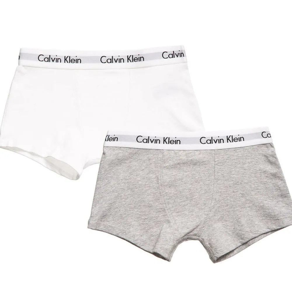 Calvin Klein Underwear*Boys White & Grey Cotton Boxer Briefs (Pack of 2)