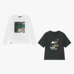 Mayoral Nukutavake Tops*Boys White & Grey Cotton Tops (2 Pack)