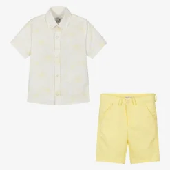 Beau KiD Outfit Sets*Boys White & Yellow Shorts Set