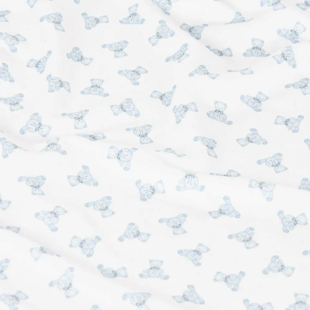 Magnolia Baby Gifts*Boys White & Blue Pima Cotton Blanket (100cm)