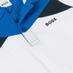 BOSS Tops*Boys White Colour Block Cotton Polo Shirt