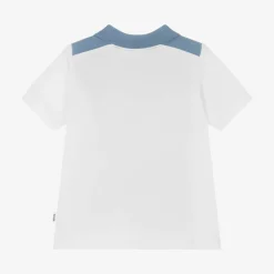 BOSS Tops*Boys White Colourblock Cotton Polo Shirt