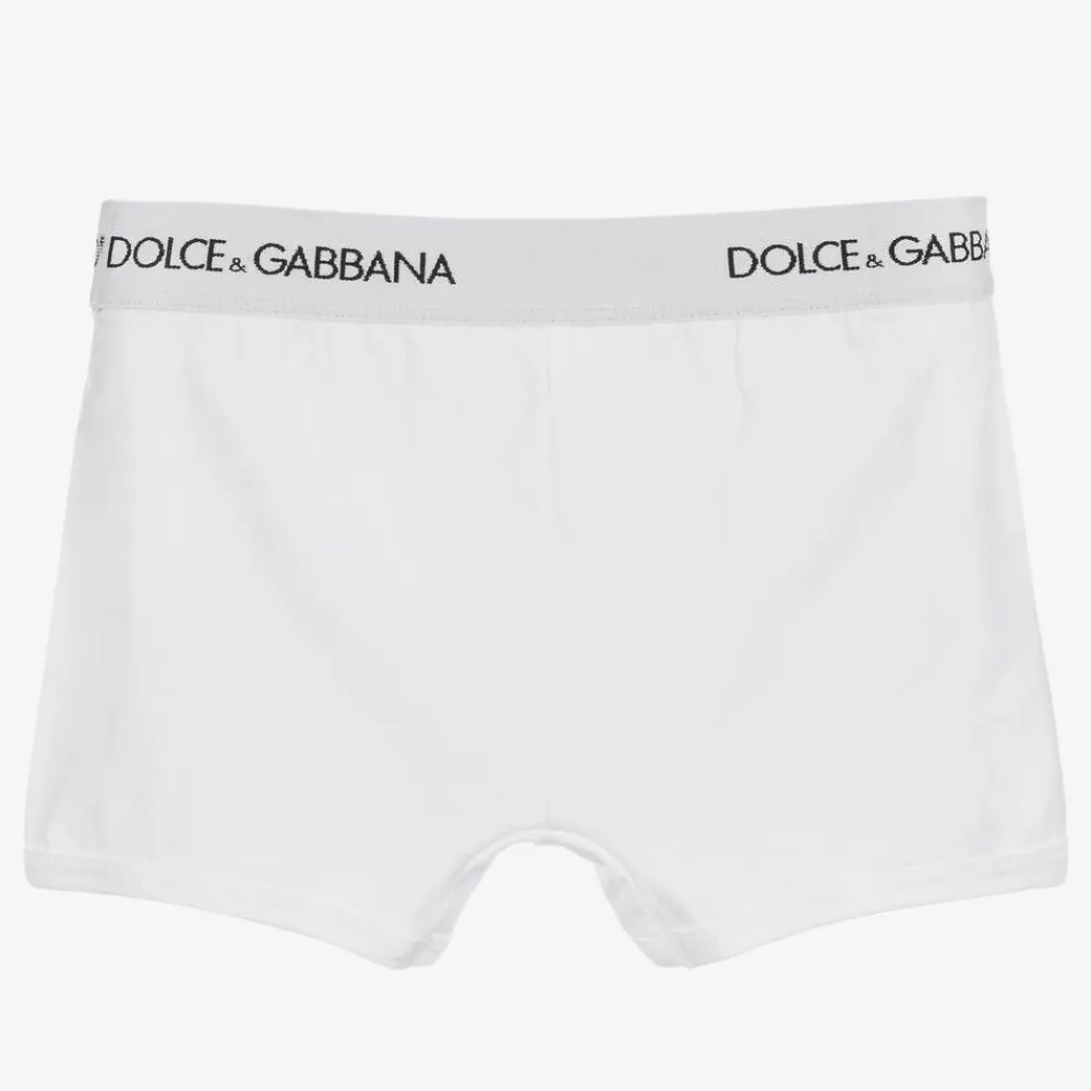Dolce amp; Gabbana Underwear*Boys White Cotton Boxers (2 Pack)