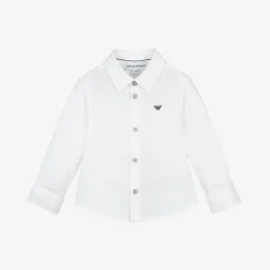 Emporio Armani Tops*Boys White Cotton Eagle Logo Shirt