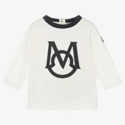 Moncler Enfant Tops*Boys White Cotton Logo Top