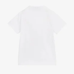 Moncler Enfant Tops*Boys White Cotton Logo T-Shirt