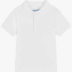 Mayoral Tops*Boys White Cotton Piqué Polo Shirt