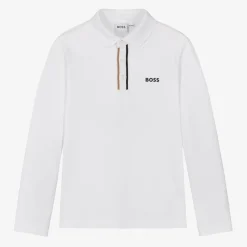 BOSS Tops*Boys White Cotton Piqué Polo Shirt