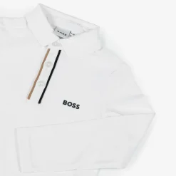 BOSS Tops*Boys White Cotton Piqué Polo Shirt