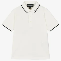 Emporio Armani Tops*Boys White Cotton Polo Shirt