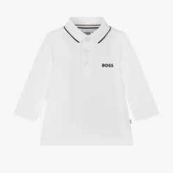 BOSS Tops*Boys White Cotton Polo Shirt
