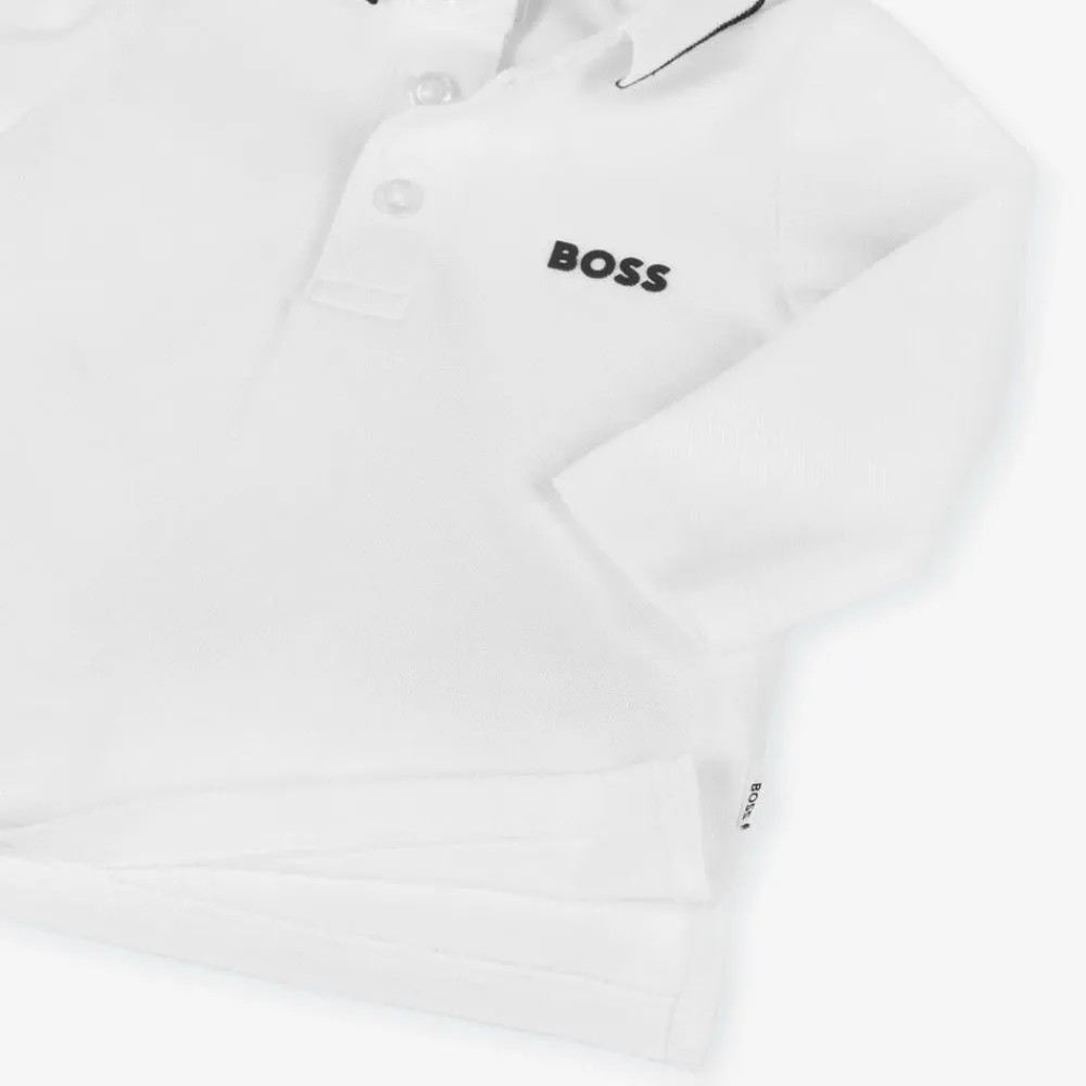 BOSS Tops*Boys White Cotton Polo Shirt