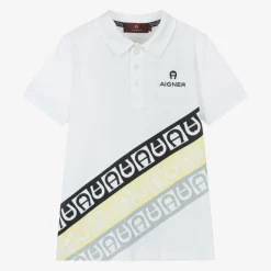 AIGNER Tops*Boys White Cotton Polo Shirt