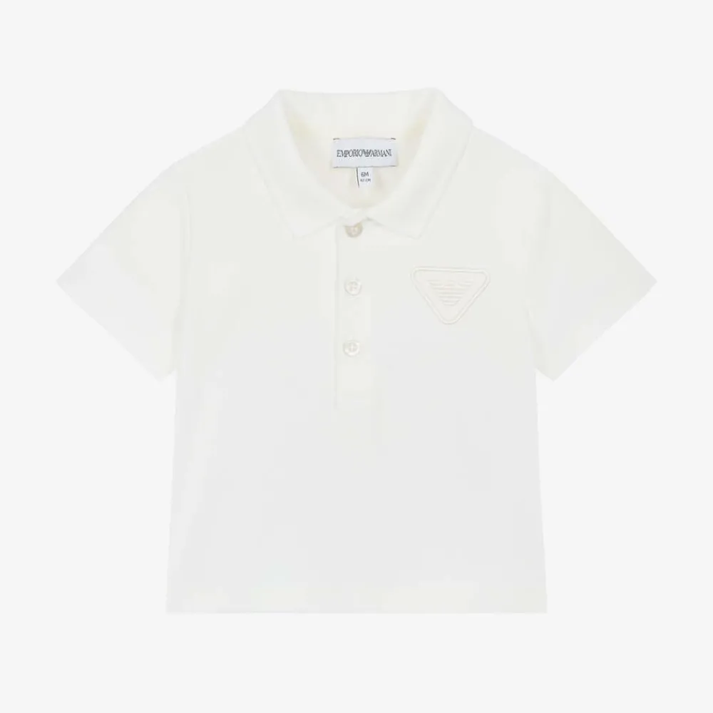 Emporio Armani Tops*Boys White Cotton Polo Shirt