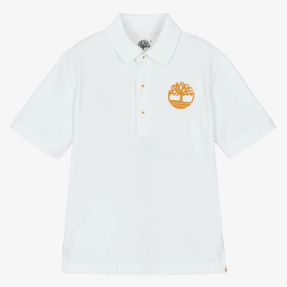 Timberland Tops*Boys White Cotton Polo Shirt