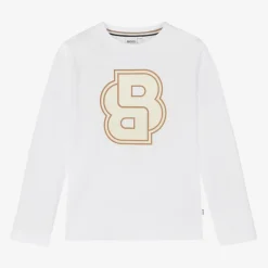 BOSS Tops*Boys White Double B Cotton Top