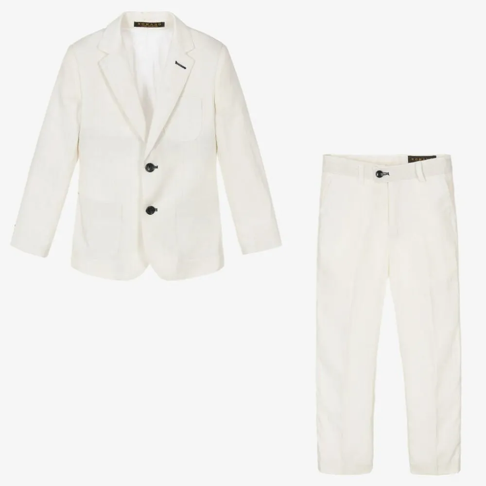 Romano Suits*Boys White Linen & Cotton Suit