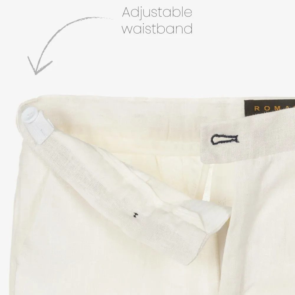 Romano Suits*Boys White Linen & Cotton Suit