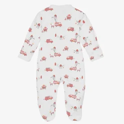 Kissy Kissy Gifts|Babysuits*Boys White Pima Cotton Firetruck Fun Babygrow