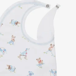 Kissy Kissy Feeding Accessories*Boys White Pima Cotton Playground Pups Bib