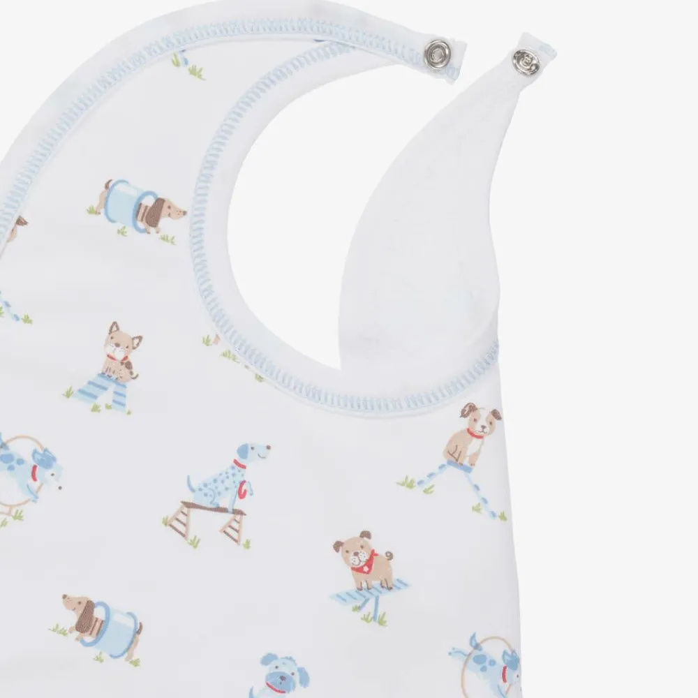 Kissy Kissy Feeding Accessories*Boys White Pima Cotton Playground Pups Bib