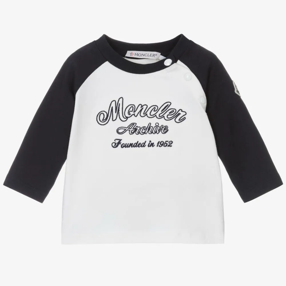 Moncler Enfant Tops*Boys White Raglan Sleeve Top