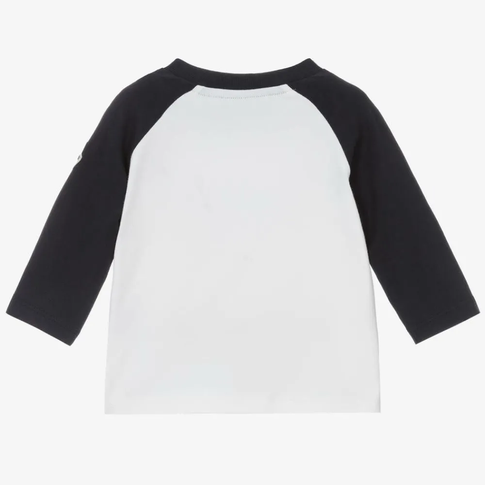 Moncler Enfant Tops*Boys White Raglan Sleeve Top