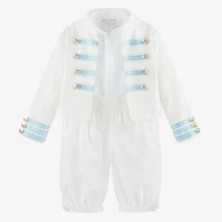 Beatrice amp; George Suits*Boys White Viscose Military Shorts Suit