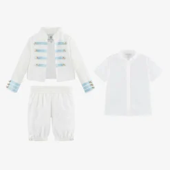 Beatrice amp; George Suits*Boys White Viscose Military Shorts Suit