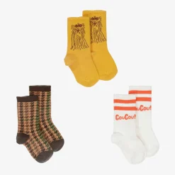 Mini Rodini Socks*Brown & Yellow Organic Cotton Socks (3 Pack)