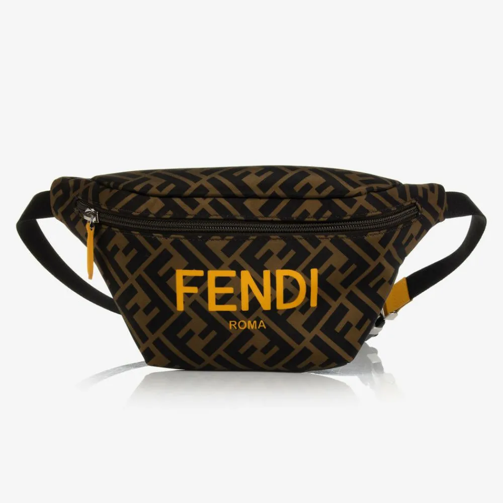 Fendi Bags*Brown & Yellow FF Belt Bag (23cm)