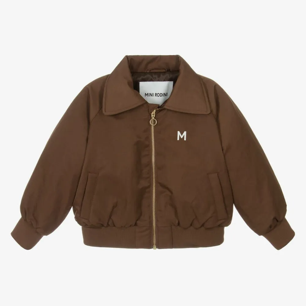 Mini Rodini Coats & Jackets|Coats & Jackets*Brown Cat Print Bomber Jacket