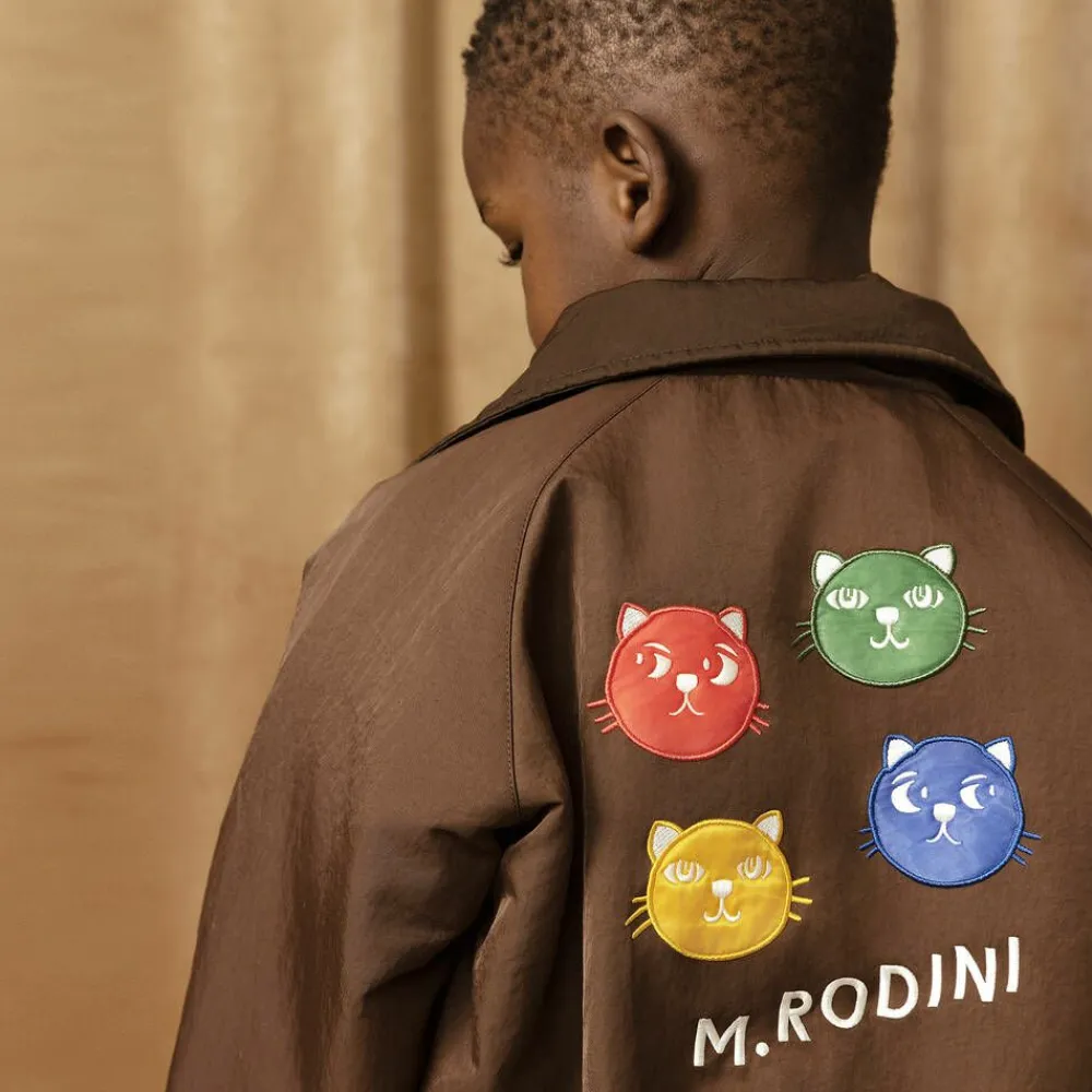 Mini Rodini Coats & Jackets|Coats & Jackets*Brown Cat Print Bomber Jacket