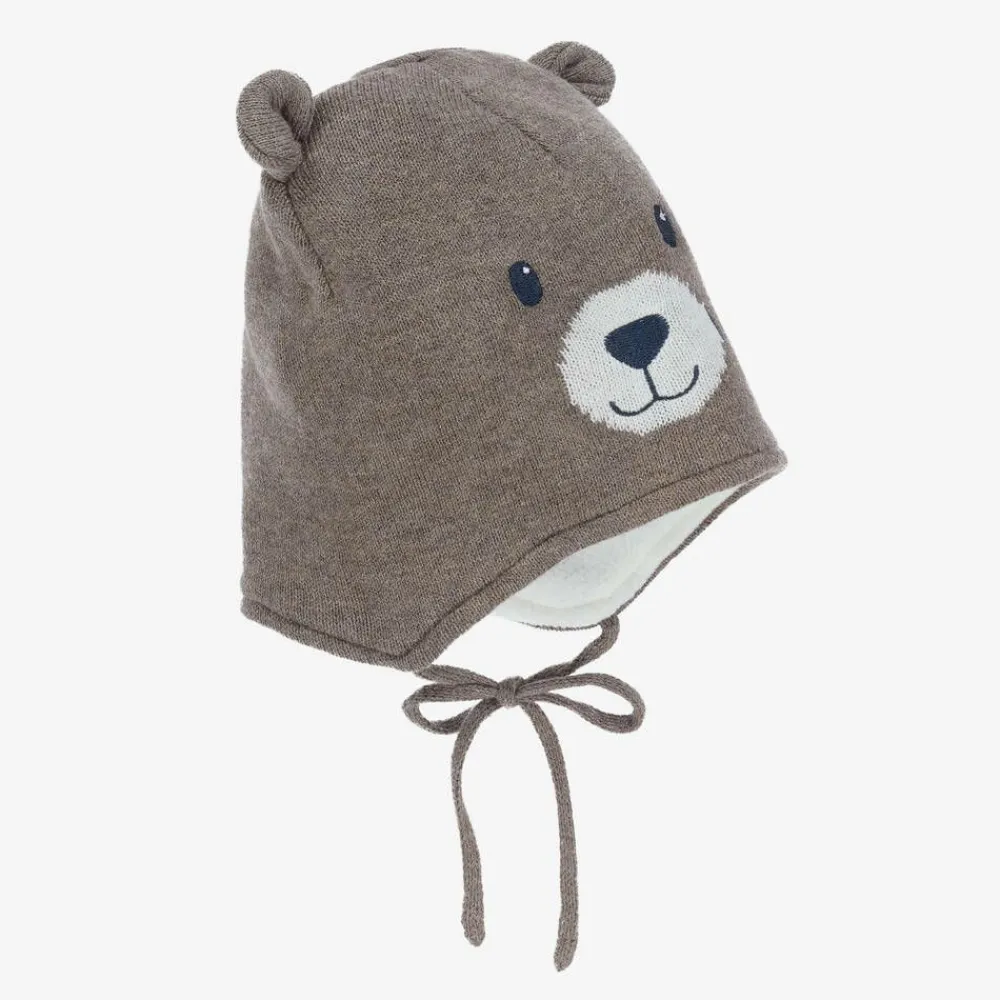 Mayoral Hats*Brown Cotton Bear Hat & Mittens Set